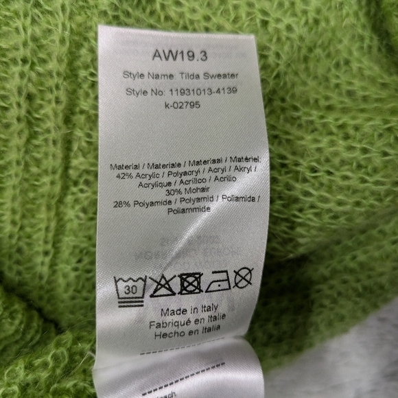 Wood Wood Sweater Women's S Green Light Tilda Mohair Knitted Boxy Rib Neck  - Picture 5 of 9